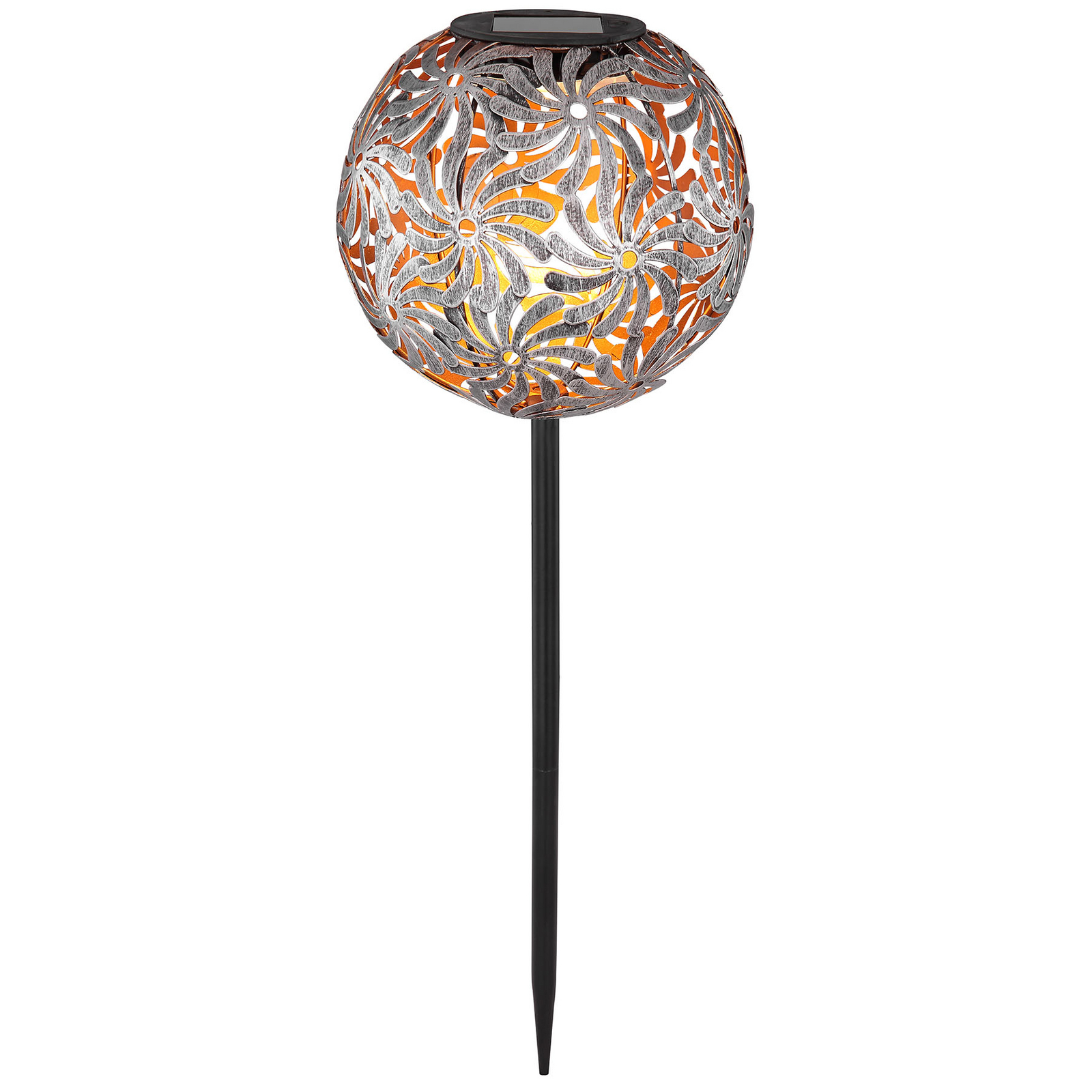 LED solarlamp 33632 met metalen bol, zilver